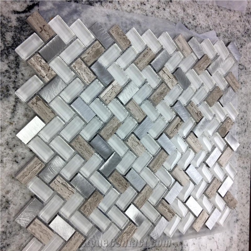 Acme Glass Lads20 Marble+Glass Brand New Herringbone Mosaics