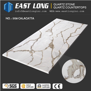 High Grade Calacatta Quartz Stone Slabs for Kitchen Design/Wall Panel/Countertops with Polished Solid Surface