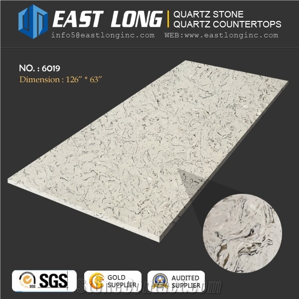 Hot Sale Carrara Polished Surface Quartz Stone for Engineered/Kitchentop/Wall Panel with Building Material