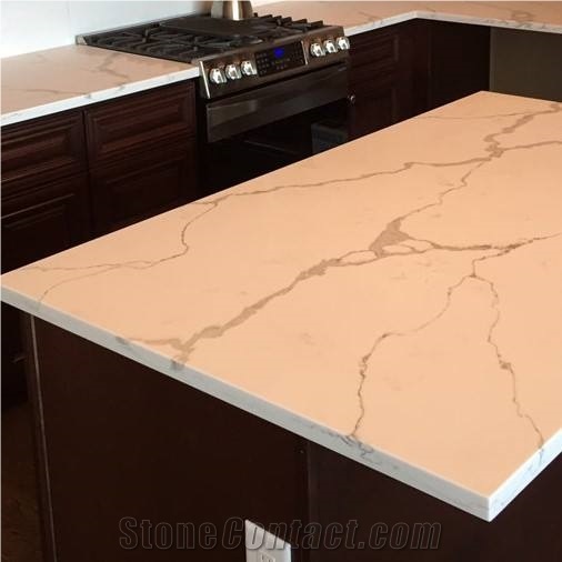Calacatta Quartz Stone Kitchen Countertop