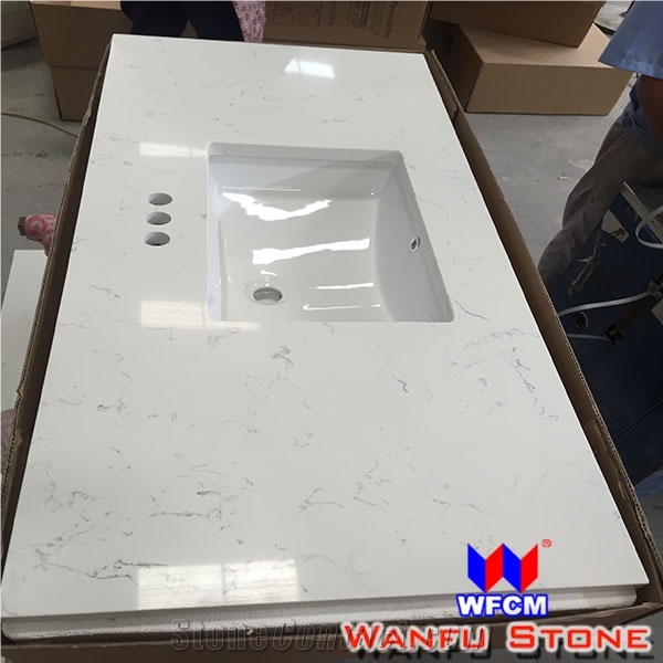 Fast Delivery Prefab Chinese Quartz Countertops Cheap Prefab Vanity Top