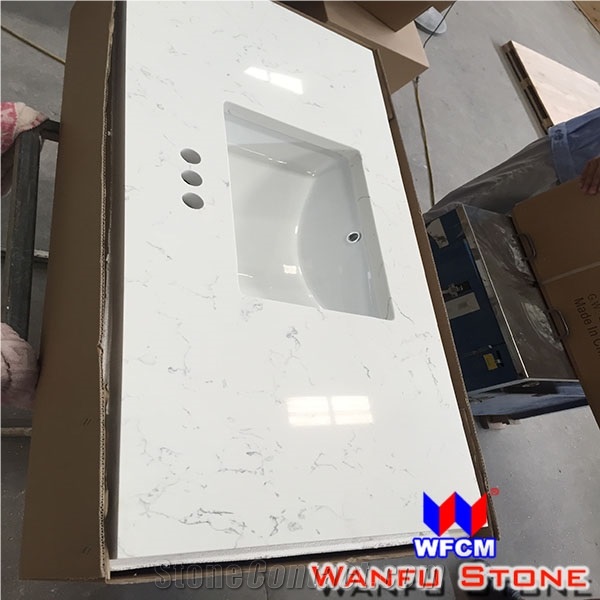 Fast Delivery Prefab Chinese Quartz Countertops Cheap Prefab Vanity Top