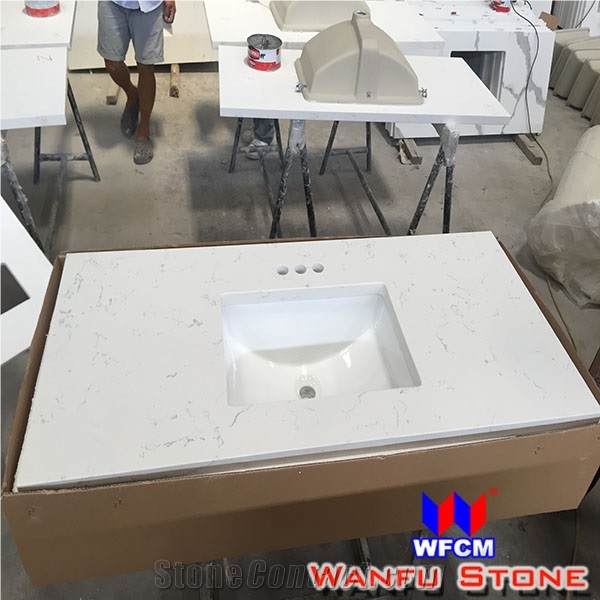 Fast Delivery Prefab Chinese Quartz Countertops Cheap Prefab Vanity Top