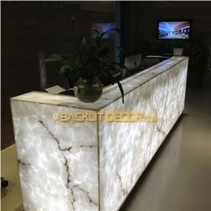 Fully Lit Faux Onyx Reception Counter