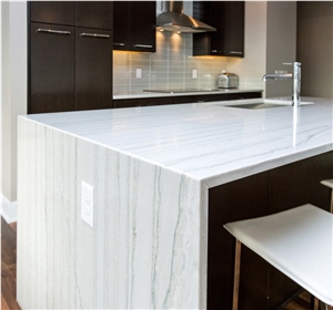 Macaubas White Quartzite Kitchen Countertop