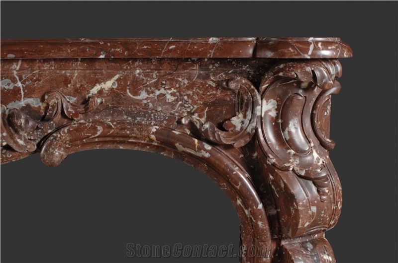 Rouge Griotte Marble Fireplace
