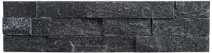 Piha Black Real Stone Cut Into Rectangular Shapes Wall Panels