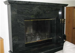 Verde Sao Francisco Granite with a 1 ½" Ogee Bullnose Edge on the Hearth