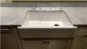 3cm Honed White Carrara Marble Kitchen Perimeter Top, Kitchen Island Top