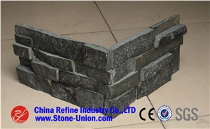 Black Quartzite Tile ,Black Thin Stone Veneers ,Flat Stacked Panels,Wall Tile Ledge Stone ,Stone Wall Cladding