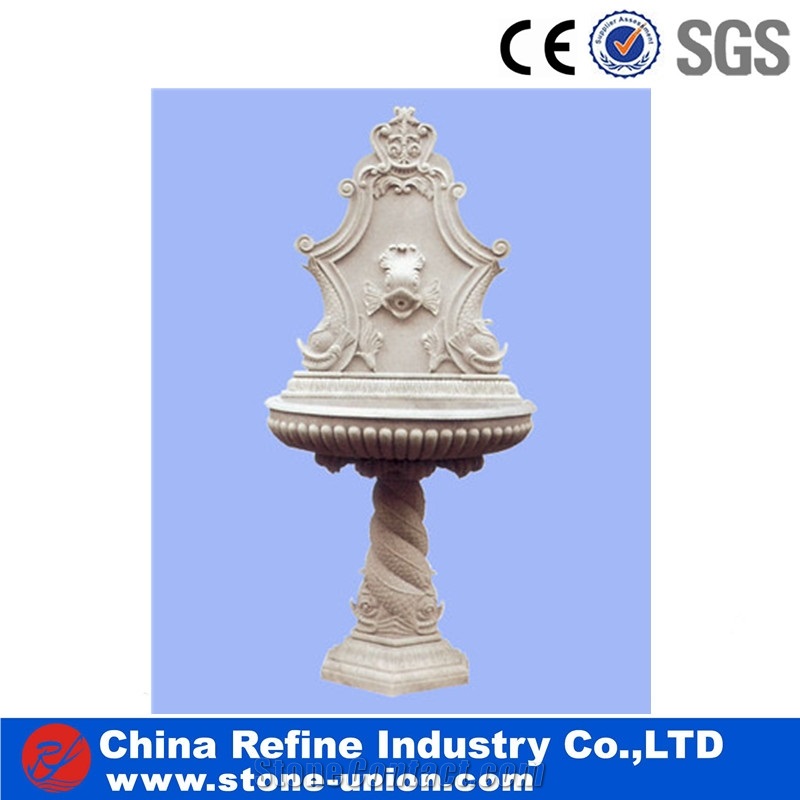 Carving Waite Color Indoor Lion Head Water Marble Stone Fountain,Natural Marble Large Outdoor Stone Garden Fountain,