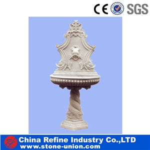 Carving Waite Color Indoor Lion Head Water Marble Stone Fountain,Natural Marble Large Outdoor Stone Garden Fountain,