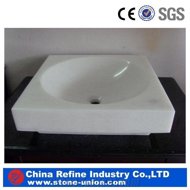 Cheaper Guangxi White Marble Sinks & White Marble Vessel Sink Natural Stone &White Stone Bathroom Sinks