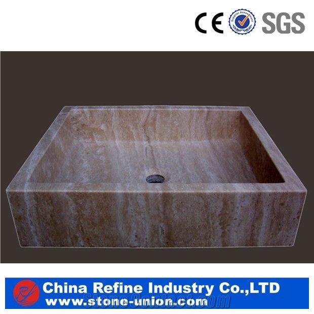 China Beige Marble Stone Bathroom Vessel Sink &Kitchen Sinks& Natural Square Marble Sinks&Natural Stone Sink Suppliers&Cheap Square Wash Basins
