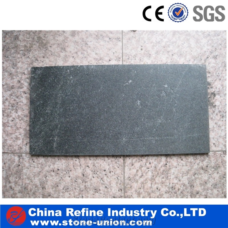 China Black Quartzite Honed Tiles,Wall Cladding 600x300