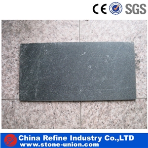 China Black Quartzite Honed Tiles,Wall Cladding 600x300