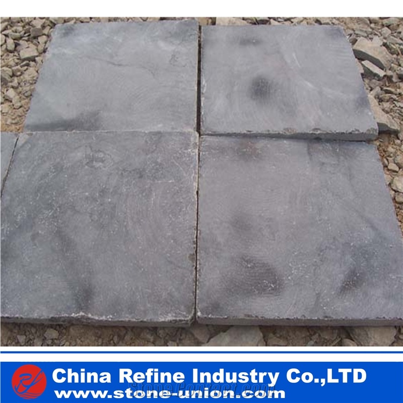 China Blue,Grey,Dark Limestone,Blue Stone Honed & Tumbled Antique Paver Cube Stone,China Blue Limestone Paving Stone,Limestone Road Pavers