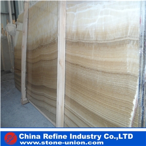 China Natural Yellow Onyx Polished Slabs & Tiles for Bar Tops ,Walling , Tiling ,Orange Onyx for Table Tops Covering ,Orange Onyx