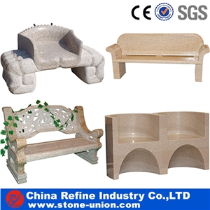 China Yellow Granite Garden Bench,Exterior Furniture,Granite Garden Bench, Outdoor Benches, Park Benches, Granite Chair, Round Stone Table Bench