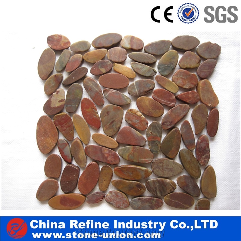 Double Surface Cut Pebble for Bathroom&Kitchen , Polished Pebble Stone Tile , Pebble River Stone Pattern for Outdoor Decoration