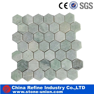 Green Marble with Italy Carrara Grey Marble Mosaic Tile Design, Flower Design Natural Stone Mosaic on Sales from China Factory,Ming Green Mosaic