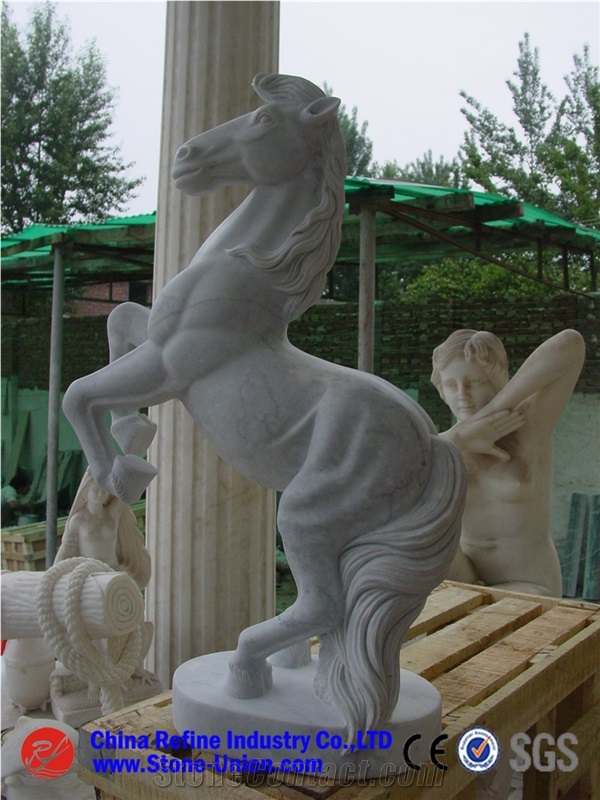 Horse Sculpture,Yellow Marble Sculpture, Garden Sculpture, Handcarved Sculpture,Animal Sculpture