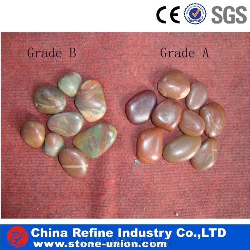 Natural Red Pebble Stone,Polished Mixed Colors Pebbles,Multi Color Pebble,30-50mm/50-80mm Pebble Stone for Decoration,Landscape Natural Stone