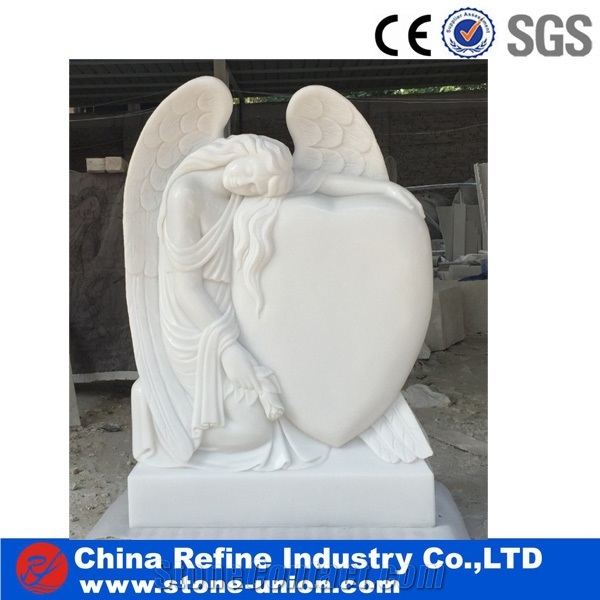 Sichuan White Marble Tombstone&Cemetery Angel Monument& White Marble Headstone with Hand Carved &Angel Carved Headstone&Cheap Engraved Gravestone