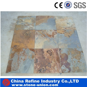 Slate Covering Rusty Slate Pattern Mixed Color Cut to Size Slate Stone Flooring in Stock,Mix Color Slate Tile,China Slate Tile,Floor & Wall Covering