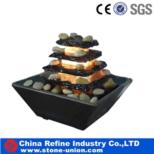 Tabletop Stone Fountain,Floor Stone Fountain with Light,Latest Product Fashionable Beautiful Decorative Natural Hand Carved Slate Fountain