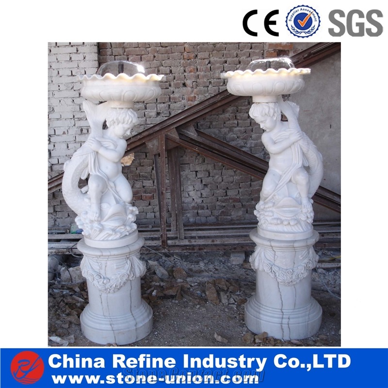 White Marble Water Feature Fountain,China White Marble Outdoor Natural Stone Garden Water Fountains,Marble Garden Landscaping Fountain