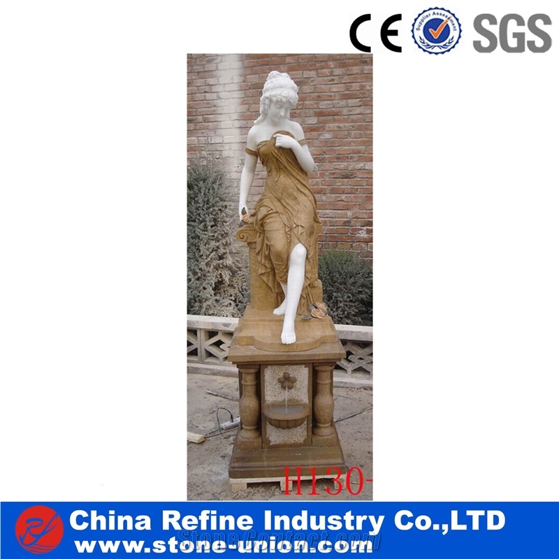 White Marble Water Feature Fountain,China White Marble Outdoor Natural Stone Garden Water Fountains,Marble Garden Landscaping Fountain