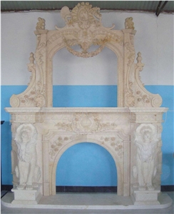 Egypt Beige, New Cream, Fireplace Decorating, Natural Stone Fireplaces, Sculptured Fireplace, Egypt Beige Marble