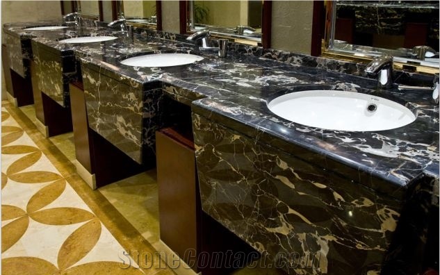 Portoro Countertops, Bathroom Countertops, Bathroom Vanity Tops, Bathroom Solid Surface, Italy Brown Marble Countertops