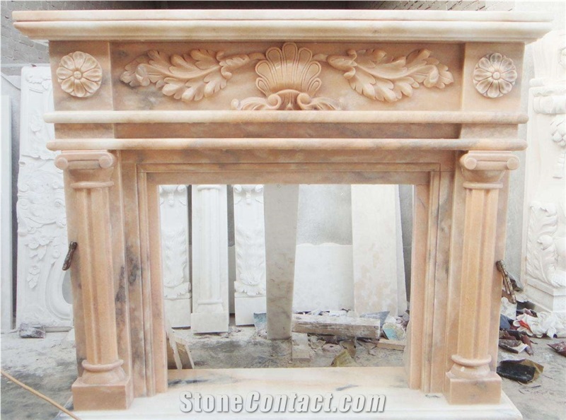 Rosa Portogallo, Fireplace Decorating, Fireplace , Natural Stone Fireplaces, Sculptured Fireplace, Portugal Pink Marble
