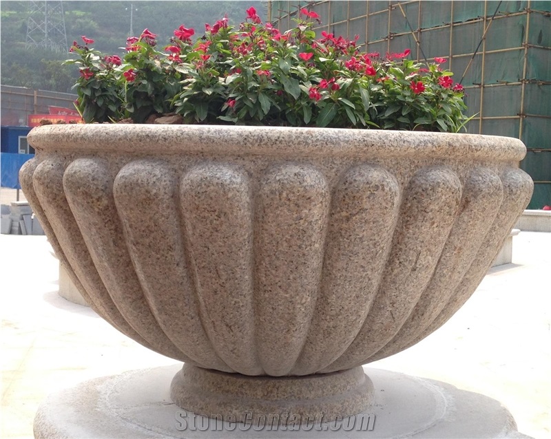 Rust Stone , Sunset Gold, Flower Pots, Planter Pots, Outdoor Planters, Exterior Flower Pots, China Yellow Granite