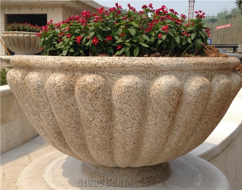 Rust Stone , Sunset Gold, Flower Pots, Planter Pots, Outdoor Planters, Exterior Flower Pots, China Yellow Granite