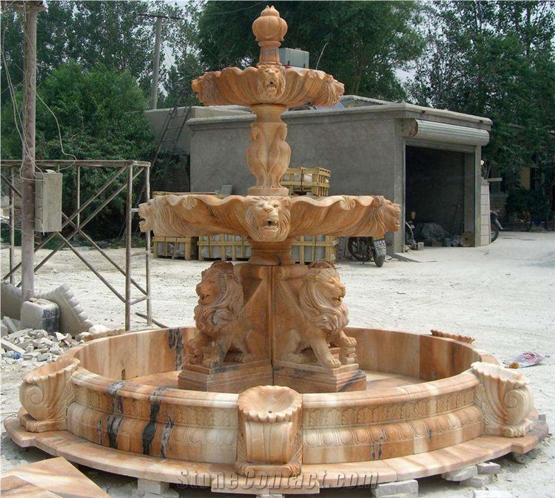 Sunset Glow Red, Garden Fountains, Exterior Fountains, Rolling Sphere Fountains, Ball Fountains, Fountain Sphere Balls, China Red Marble