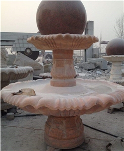 Sunset Glow Red, Garden Fountains, Exterior Fountains, Rolling Sphere Fountains, Ball Fountains, Fountain Sphere Balls, China Red Marble