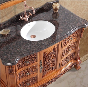 Tan Brown Countertops, Bathroom Countertops, Bathroom Vanity Tops, Bathroom Solid Surface, India Red Granite Countertop.