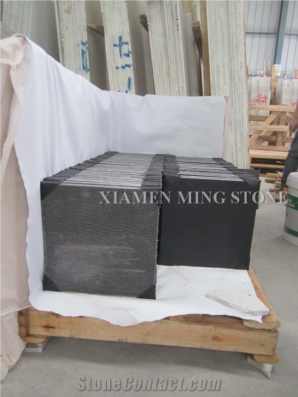 A Quality Block Stock Honed China Royal King Black Marble Tile Panel,Classic Pure Nero Ink Marble Slab Pattern with Good Packing