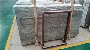 A Quality Silver River Grey Marble Polished Brown Veins Marble Slab Tile for Hotel Reception Table,Machine Cut Panel Floor Covering,Hotel Walling