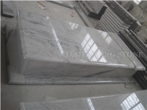 A Quality Viscont White Granite Polish Single Tombstone/White Juparana Grey Wave Vein Viskont Monuments Western Gravestone