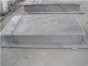 A Quality Viscont White Granite Polish Single Tombstone/White Juparana Grey Wave Vein Viskont Monuments Western Gravestone