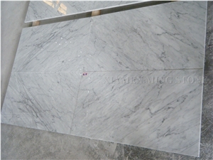 Bianco Carrara White Marble Slab Tile Panel,Italy White Marble Polished Machine Cut Panel for Hotel Floor Covering,Wall Cladding Pattern