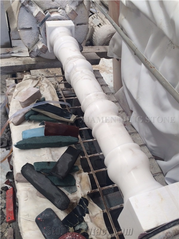 Block Stock-Absolute White Marble Balustrade Handrail Building Interior Stone, Marble Baluster for Villa Decoration