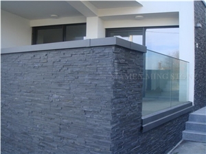 China Black Slate Cultured Stone Wall Panel Split Face,Nero Loose Ledge Stone Walling Panel,Stacked Stone Thin Stone Veneer For Villa Walling Exterior