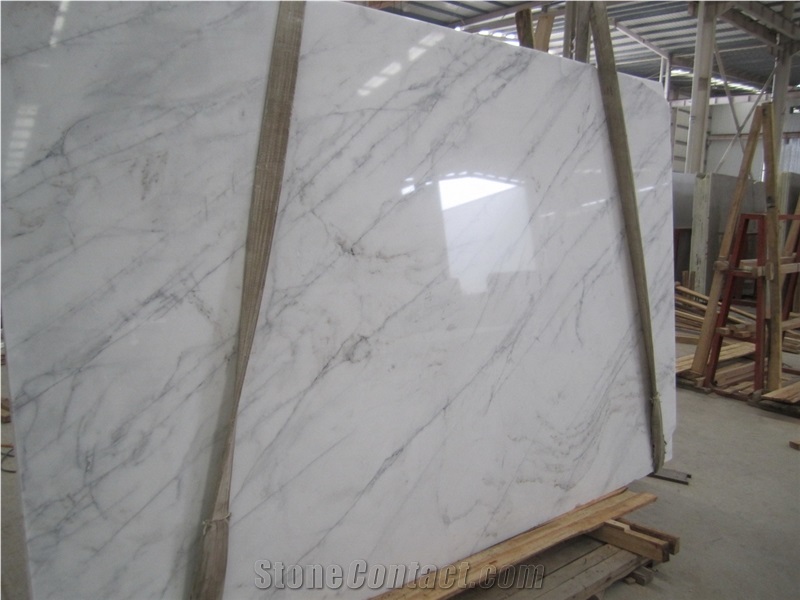 China Carrara White Marble High Polished Slabs,Machine Cut Panel Tile for Floor Covering,Wall Cladding Pattern Patio