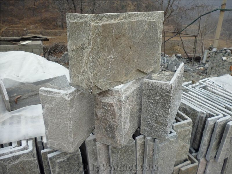 China Green Quartzite Culture Stone Split Face Exposed Corner Stone,Stacked Stone Veneer Loose Stone