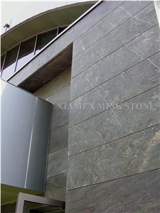 China Green Spray Wave Granite Tiles Villa Wall Cladding Panel,Verde Juparana Foned Exterior Building Floor Covering